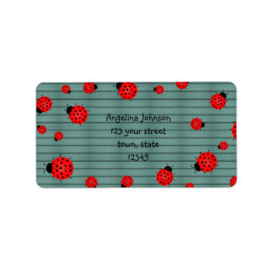 Étiquette d'adresse de coccinelles mignonnes rouge