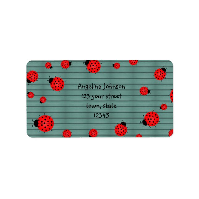 Étiquette d'adresse de coccinelles mignonnes rouge (Devant)