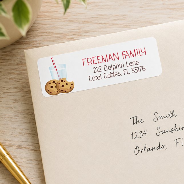 Étiquette d'adresse de fête d'anniversaire Lait et (Milk & Cookies Return Address Label)