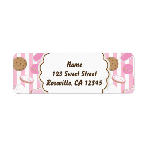 Étiquette d'adresse de fête de filles rose Cookies