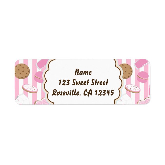 Étiquette d'adresse de fête de filles rose Cookies (Devant)