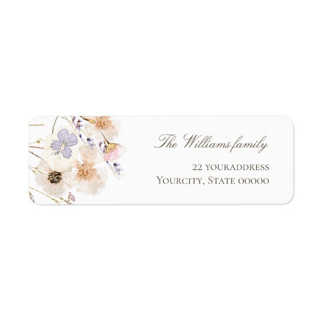 Étiquette d'adresse de fleurs sauvages (Devant)