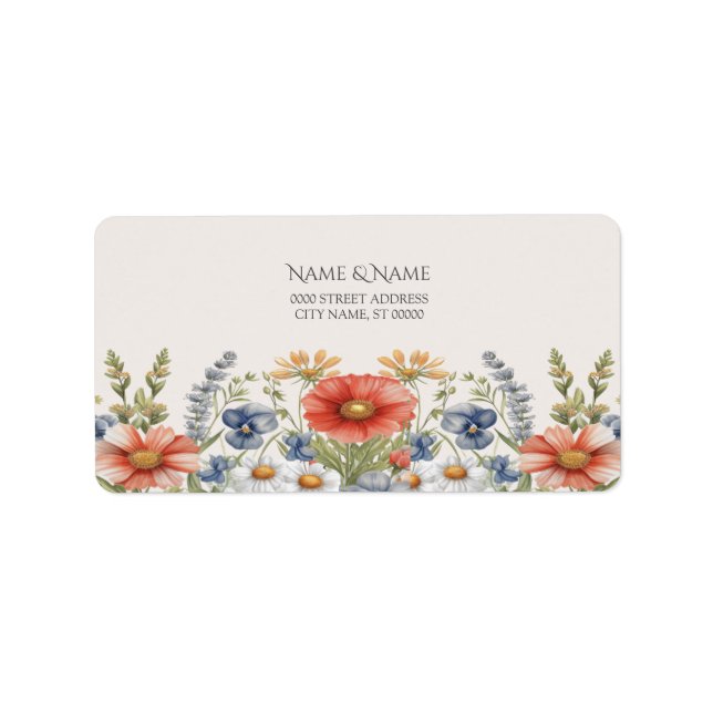 Étiquette d'adresse de fleurs sauvages colorées (Devant)