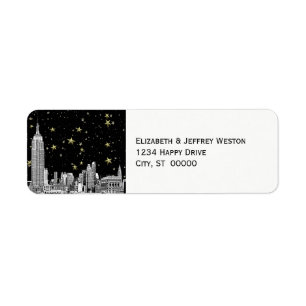 Étiquette d'adresse de fond DIY étoilé gravé NYC S