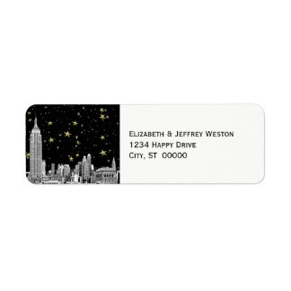 Étiquette d'adresse de fond DIY étoilé gravé NYC S