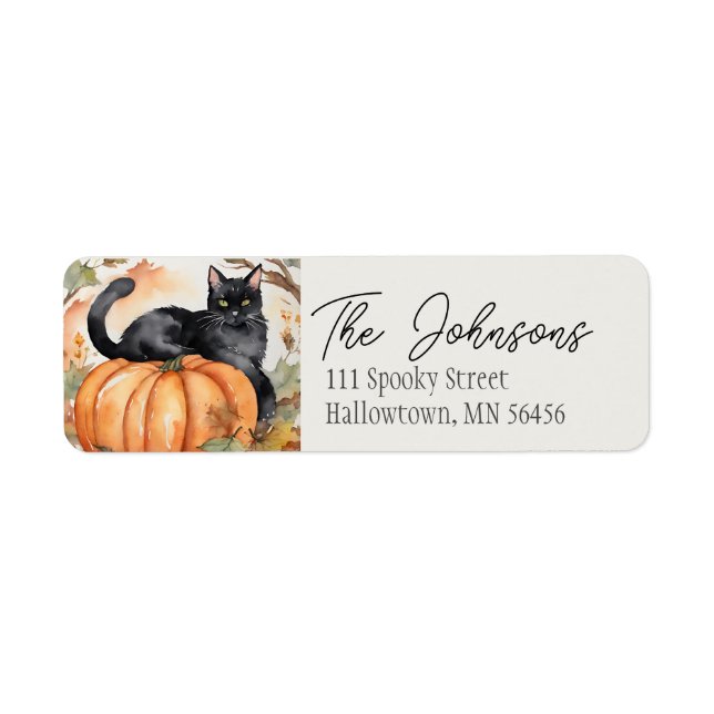 Étiquette d'adresse de Halloween de citrouille et  (Devant)