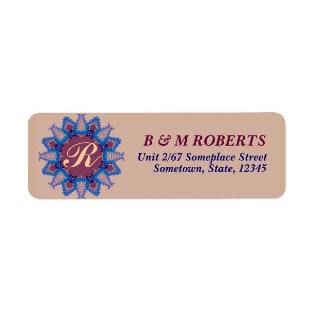 Étiquette d'adresse de la Terre Bohème Monogramme (Devant)