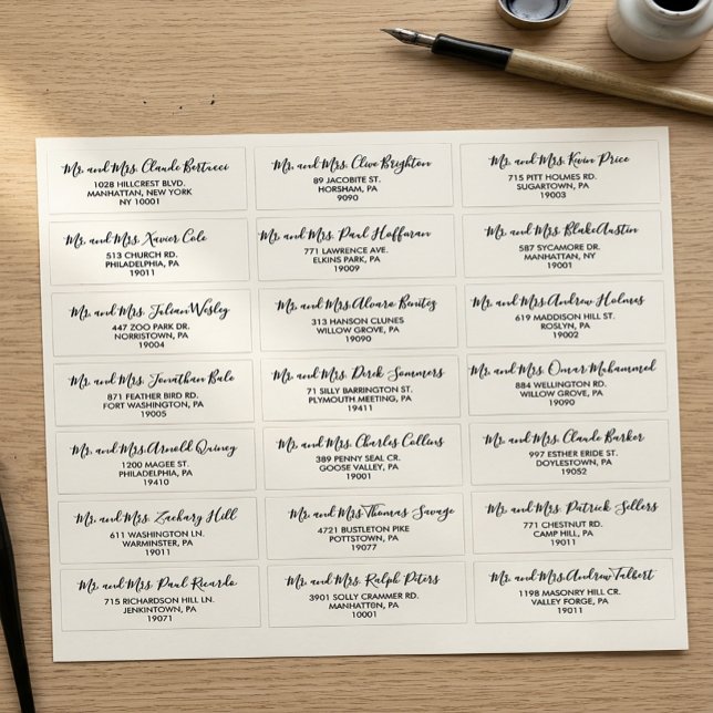 Étiquette d'adresse de l'invité de mariage noir et (Créateur téléchargé)