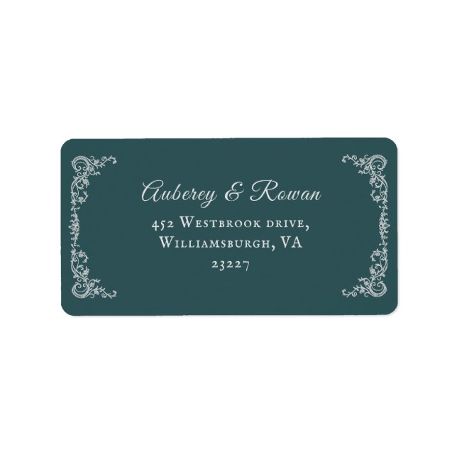 Étiquette d'adresse de mariage à bordure vintage (Devant)