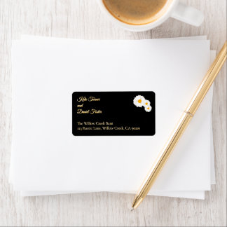 Étiquette d'adresse de mariage à fleurs noires