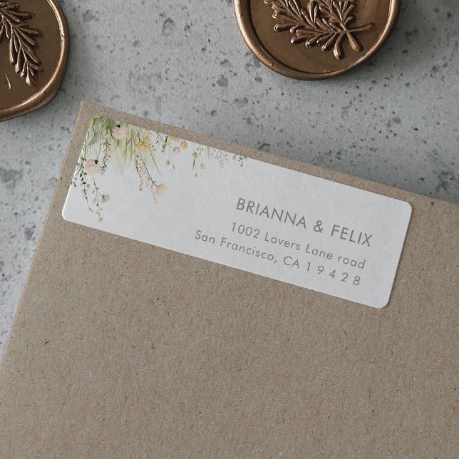 Étiquette d'adresse de mariage aux fleurs sauvages (Créateur téléchargé)