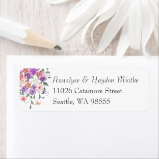 Étiquette d'adresse de mariage Bouquet de lilas et