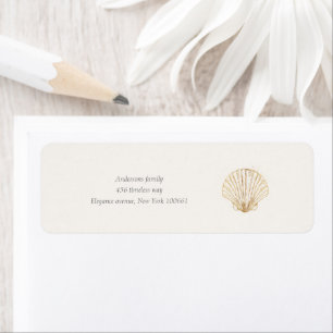 Étiquette d'adresse de mariage coquillage côtier é