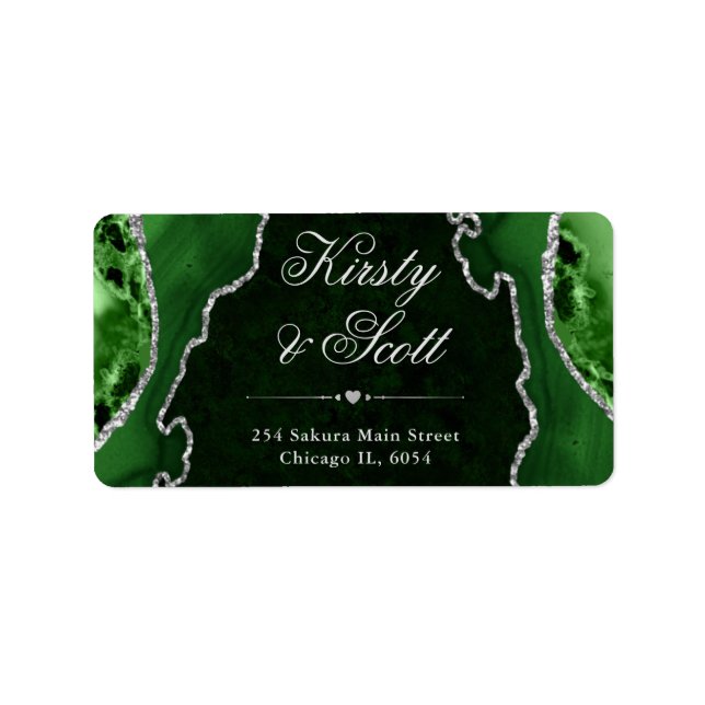 Étiquette d'adresse de mariage en agate pailletée  (Devant)