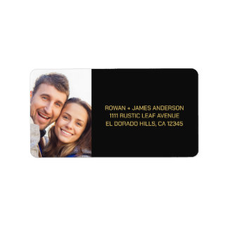 Étiquette d'adresse de mariage en noir et or Luxe 