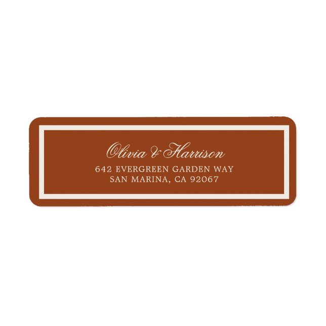 Étiquette d'adresse de mariage en terre cuite chic (Devant)