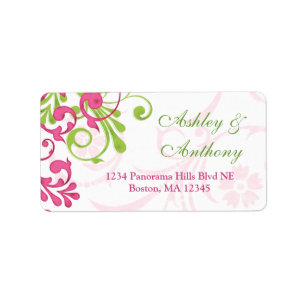Étiquette d'adresse de Mariage Floral Abstrait