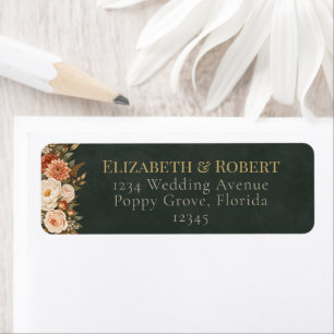 Étiquette d'adresse de mariage floral vert sorcièr