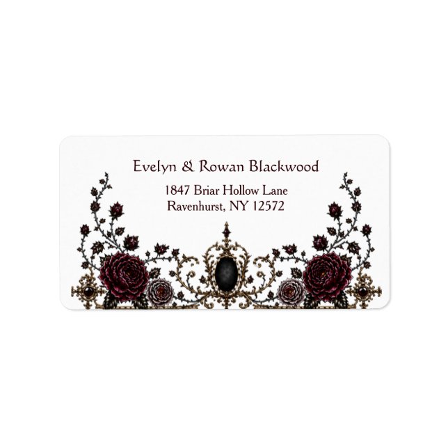 Étiquette d'adresse de mariage florale gothique vi (Devant)