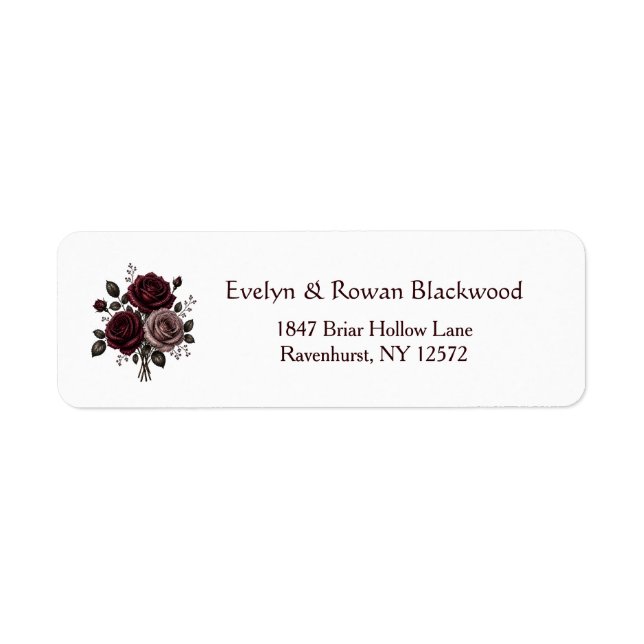 Étiquette d'adresse de mariage florale gothique vi (Devant)