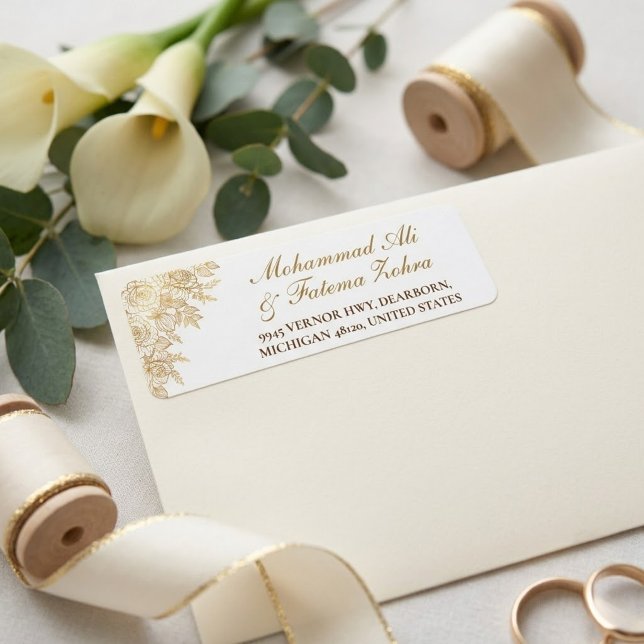 Étiquette d'adresse de mariage musulmane Élégance  (Créateur téléchargé)