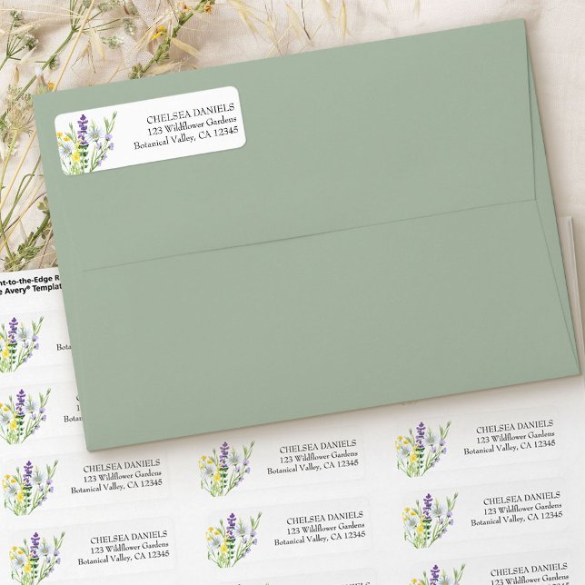 Étiquette d'adresse de mariage Prairie de Fleurs S (Return address labels with wildflowers for wedding invitations or any mail deserving nature's beauty)