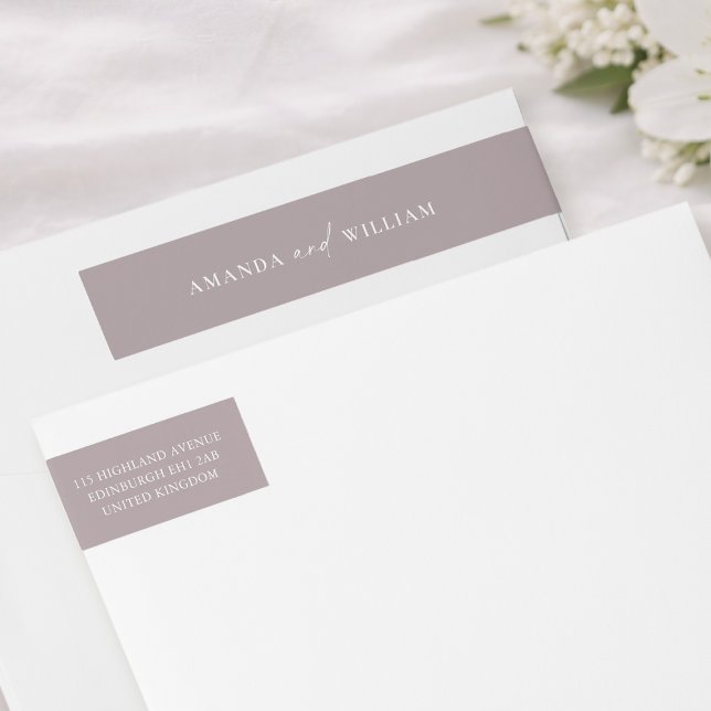 Étiquette d'adresse de mariage Taupe Minimaliste (Créateur téléchargé)