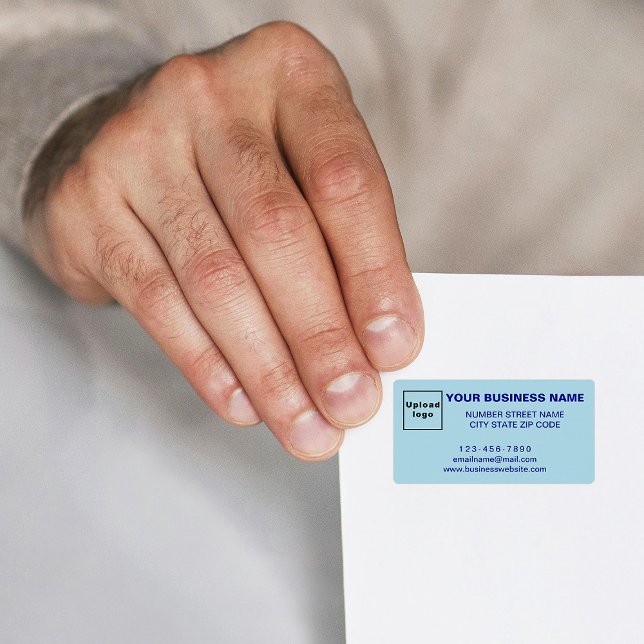 Étiquette d'adresse de marque commerciale bleue mo (Monochrome blue address label with your business brand)