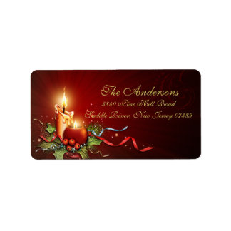 Étiquette d'adresse de Noël à la lumière chaude de