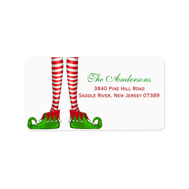 Étiquette d'adresse de Noël de lutin amusant (Devant)