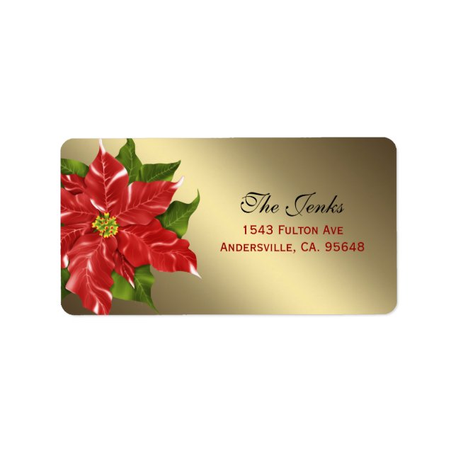 Étiquette d'adresse de Noël Fleur d'hiver rouge (Devant)
