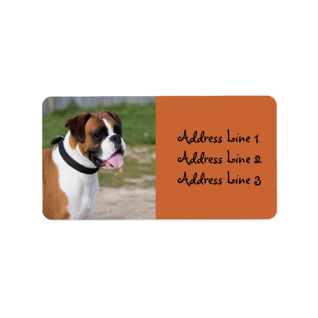 Étiquette d'adresse de photo de chien Boxer (Devant)