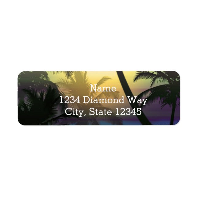Étiquette d'adresse de plage de palmier tropical c (Devant)