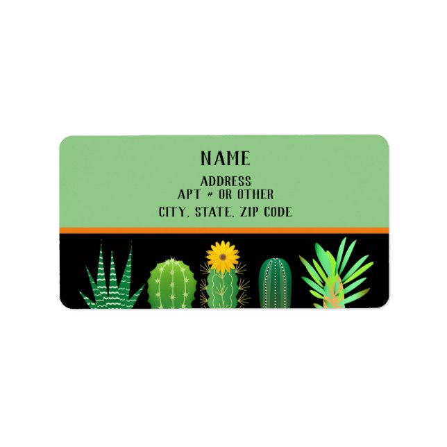 Étiquette d'adresse de plantes succulentes noires  (Devant)