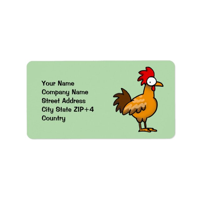 Étiquette d'adresse de poulet de dessin animé drôl (Devant)
