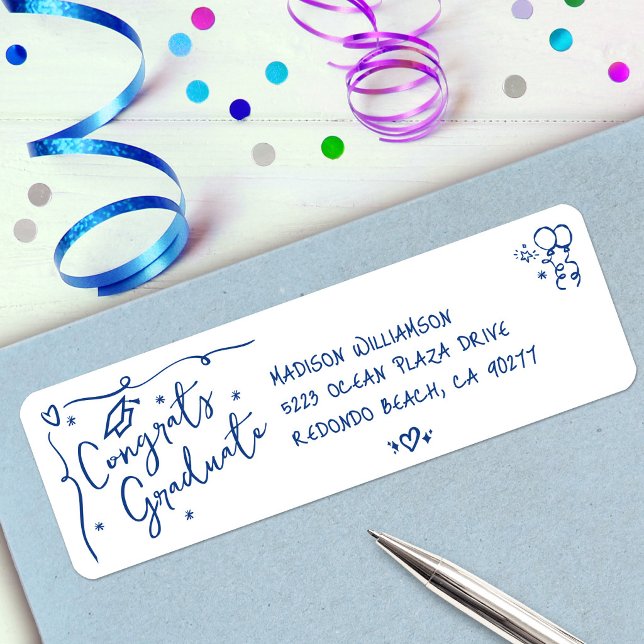 Étiquette d'adresse de remise de diplôme blanche a (Créateur téléchargé)