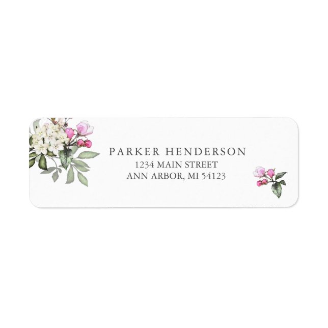 Étiquette d'adresse de retour à fleurs roses et ve (Devant)