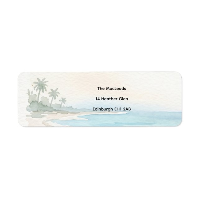 Étiquette d'adresse de retour à la plage aquarelle (Devant)