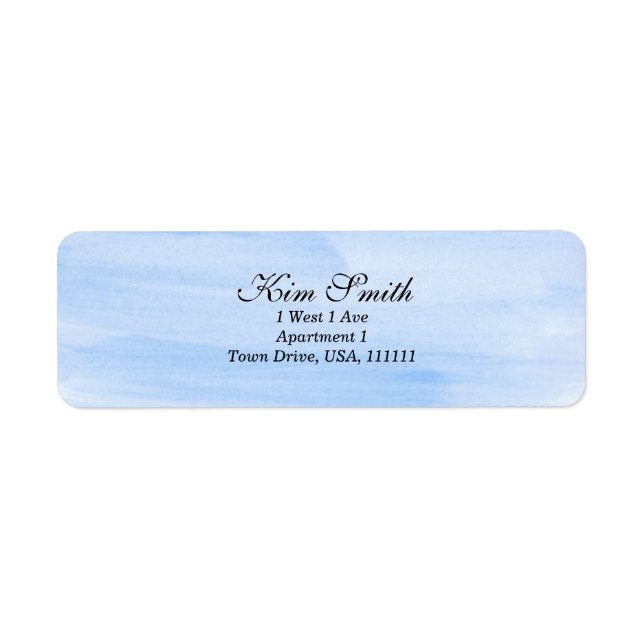 Étiquette d'adresse de retour à l'aquarelle bleue  (Devant)