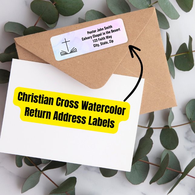 Étiquette d'adresse de retour à l'aquarelle de cro (Christian Cross Watercolor Return Address Label)