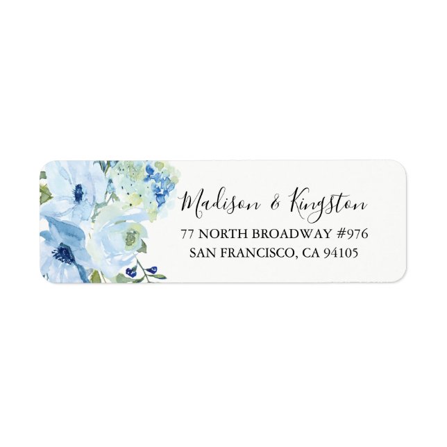 Étiquette d'adresse de retour à motif floral aquar (Devant)