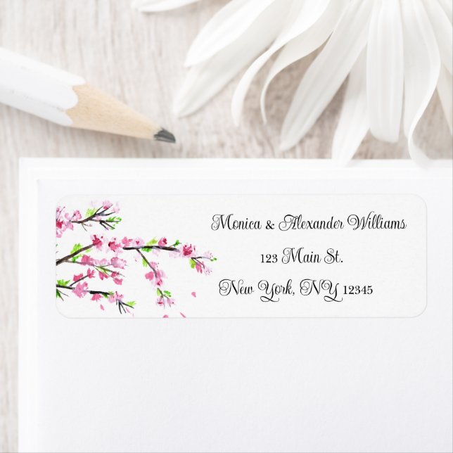 Étiquette d'adresse de retour aquarelle Fleur de c (En situation)