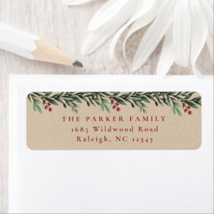 Étiquette d'adresse de retour aquarelle Noël 
