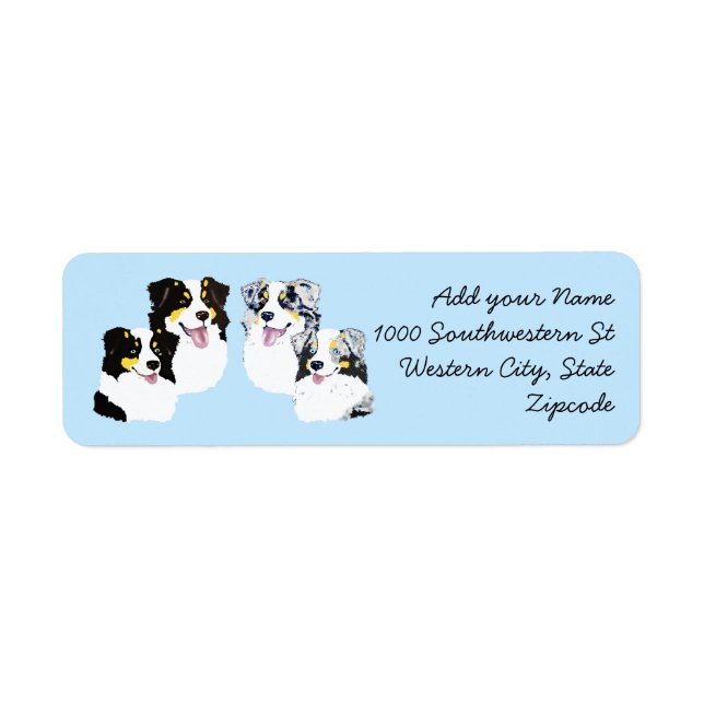 Étiquette d'adresse de retour Aussies bleues et no (Devant)