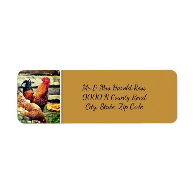 Étiquette d'adresse de retour avec motif de coq (Devant)