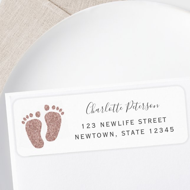 Étiquette d'adresse de retour avec pieds de bébé r (Créateur téléchargé)