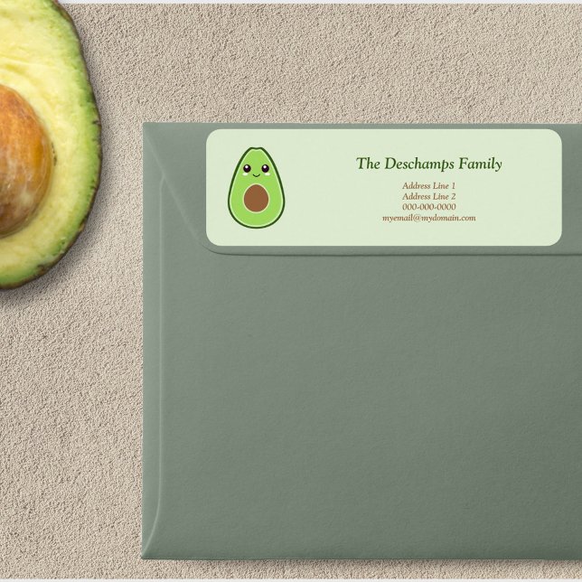 Étiquette d'adresse de retour Avocado (Cute Avocado Return Address Label Sticker)
