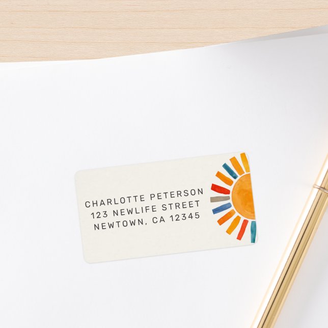Étiquette d'adresse de retour Baby Shower Soleil (Créateur téléchargé)
