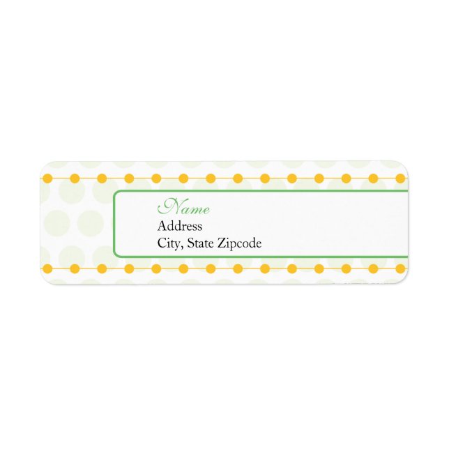 Étiquette d'adresse de retour Baby shower vert et  (Devant)