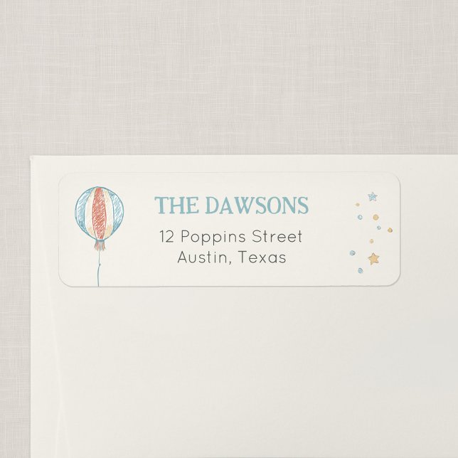 Étiquette d'adresse de retour Balloon Daydream (Balloon Daydream - Return Address Label)